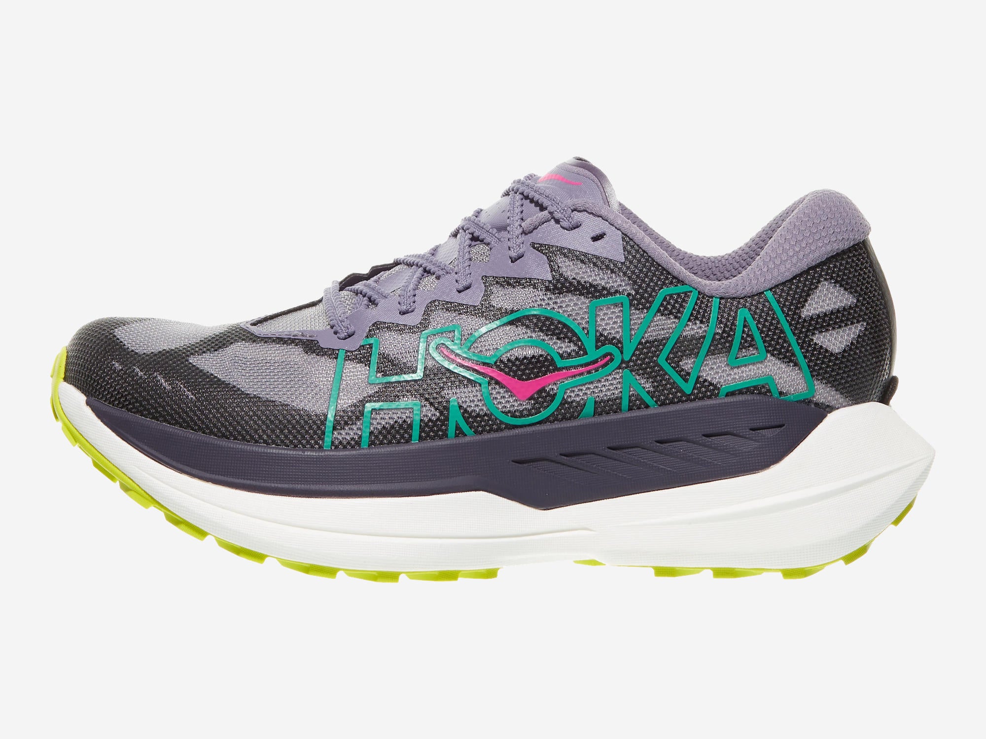 HOKA Rocket X Trail women's shoe in Purple Fog/Citrus