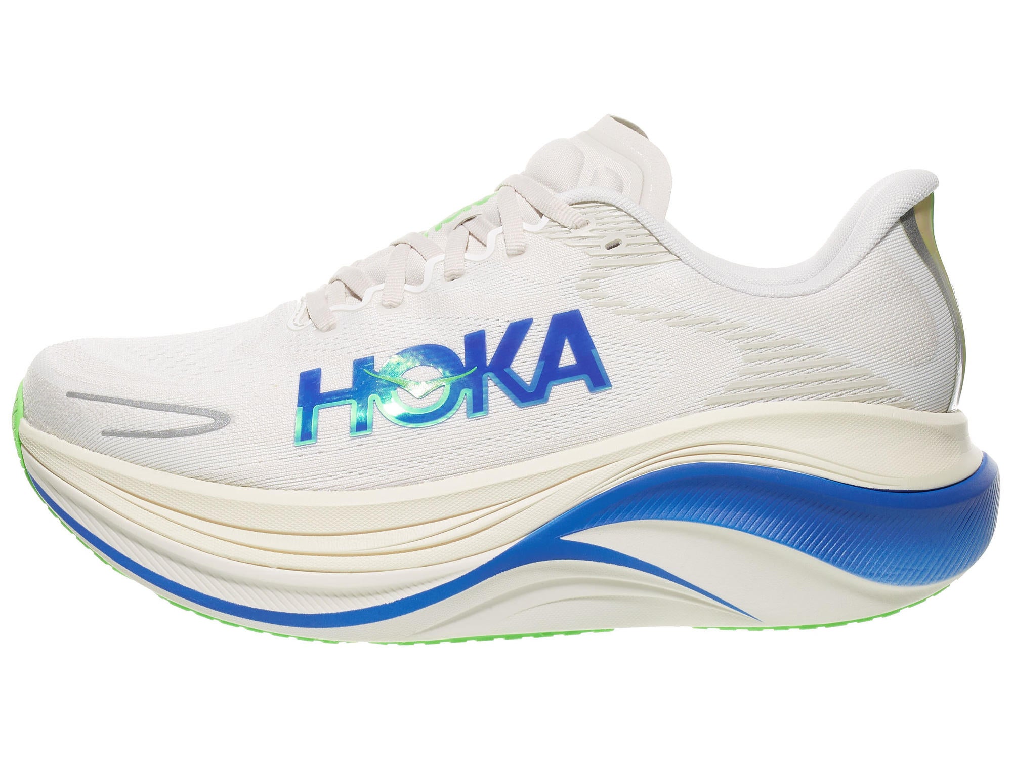HOKA Skyward X 2 in Grout/Cobalt, left shoe facing left