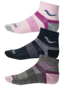Saucony Inferno Merino Wool Quarter Socks 3PK Pink
