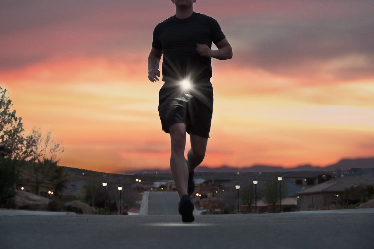Runner wearing waist light