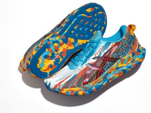 Pair of ASICS running shoes review lateral view