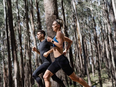 woman running in compression clothing