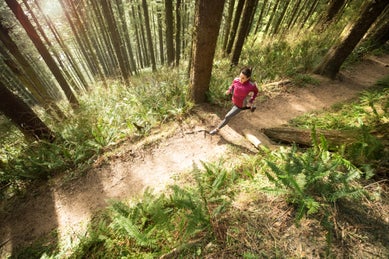 Women running on trail