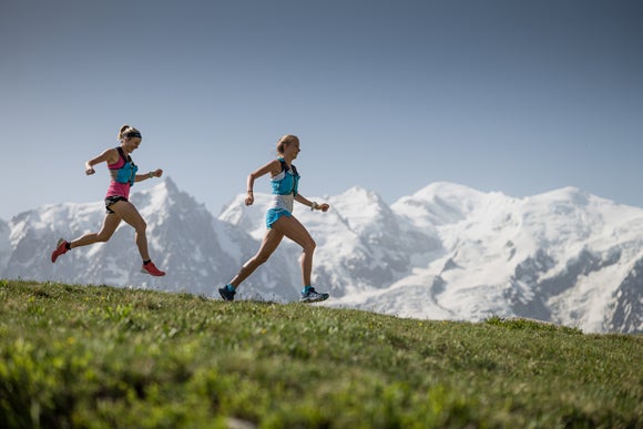 two UTMB runners in the alps
