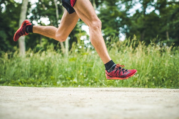 Man running in cross country shoes