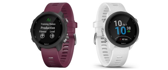 Garmin Forerunner 245 and 245 Music maroon and white colors