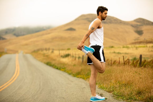 A runner stretching