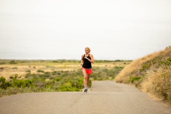 A woman running fast