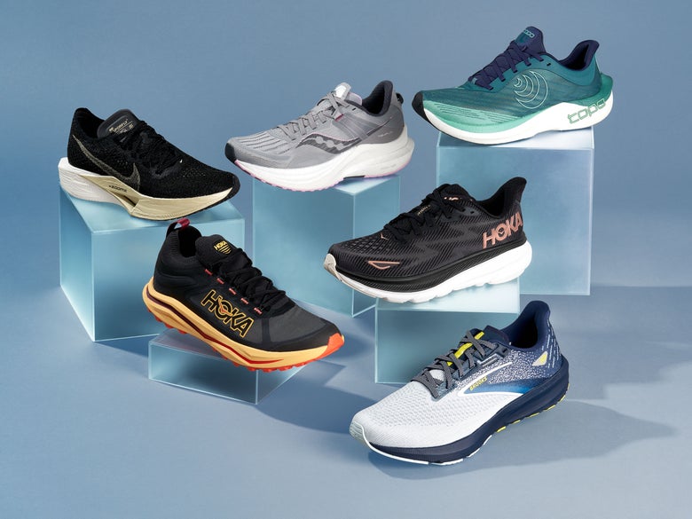 Which shoes made it onto the podium at major marathons is the talk