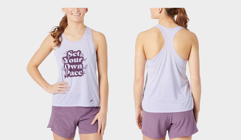 Brooks Distance Tank 3.0 in light purple color with graphics 