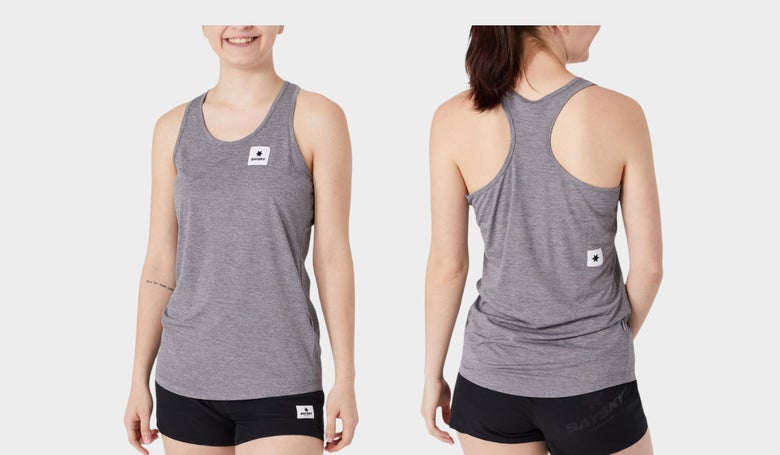 Saysky Combat Singlet in gray (front and back images as worn my model)