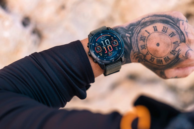 Close up shot of black fenix 8 watch on a man's wrist 