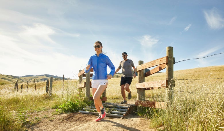 Running Warehouse expert employees running on a trail in SLO