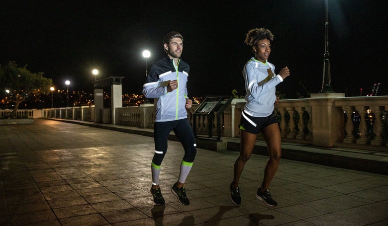 Reflective running clothing and trainers so you can be seen at