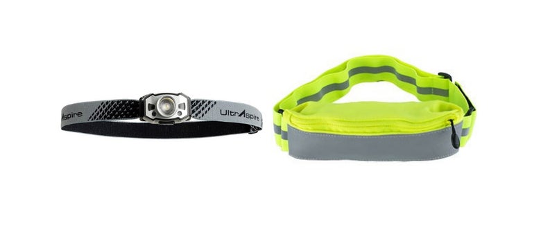UltrAspire headlamp and hi vis running belt 