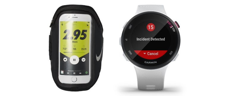 Garmin GPS Watch and Nike phone armband