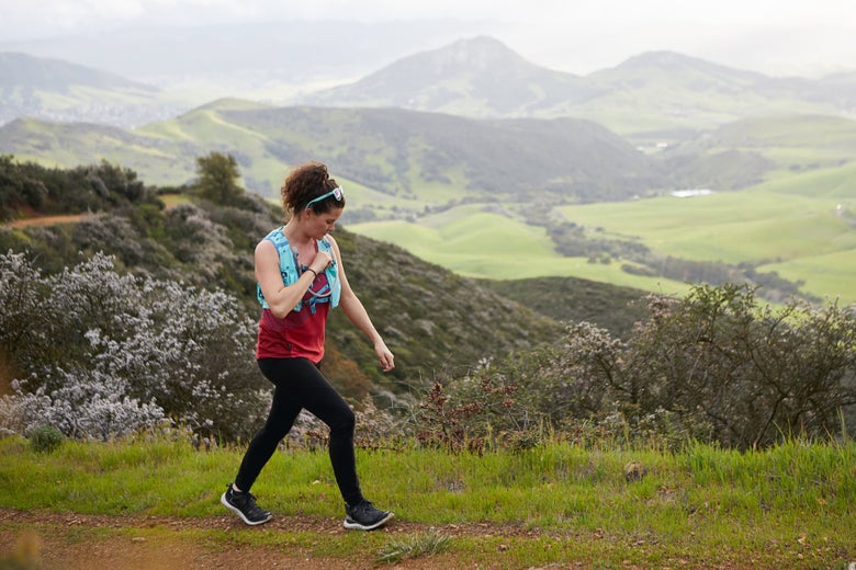 Woman wearing a hydration vest