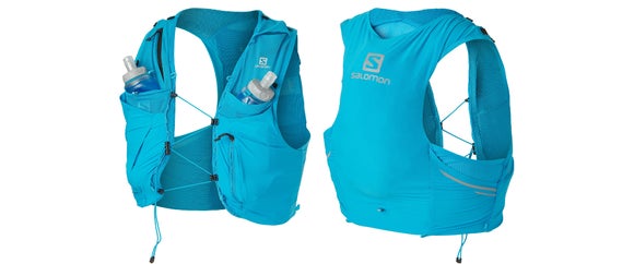 front and back view of the Salomon Sense Pro Set Pack in ocean blue