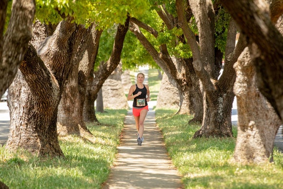 A woman running a half marathon
